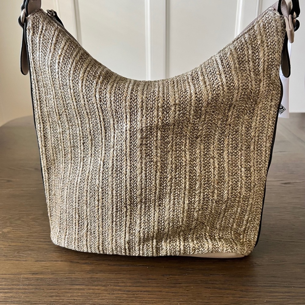 Sondra Roberts Squared Tan Woven Straw Hobo Shoulder Bag New With Tags - Picture 9 of 16